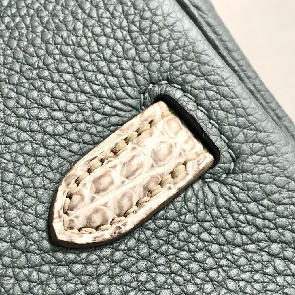 Hermès Himalaya Crocodile/Vert Amande Togo Birkin Touch 25cm Gold Hardware