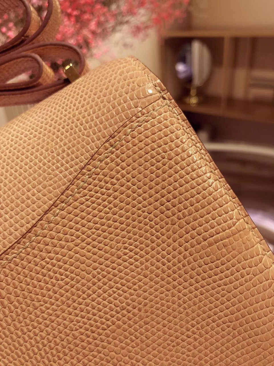 Hermes Apricot  Constance 18 mini  Lizard bag