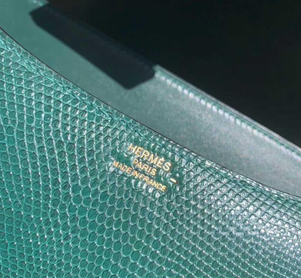 Hermes  CK 67 Vert Fonce Constance 24cm  Lizard Gold Hardware