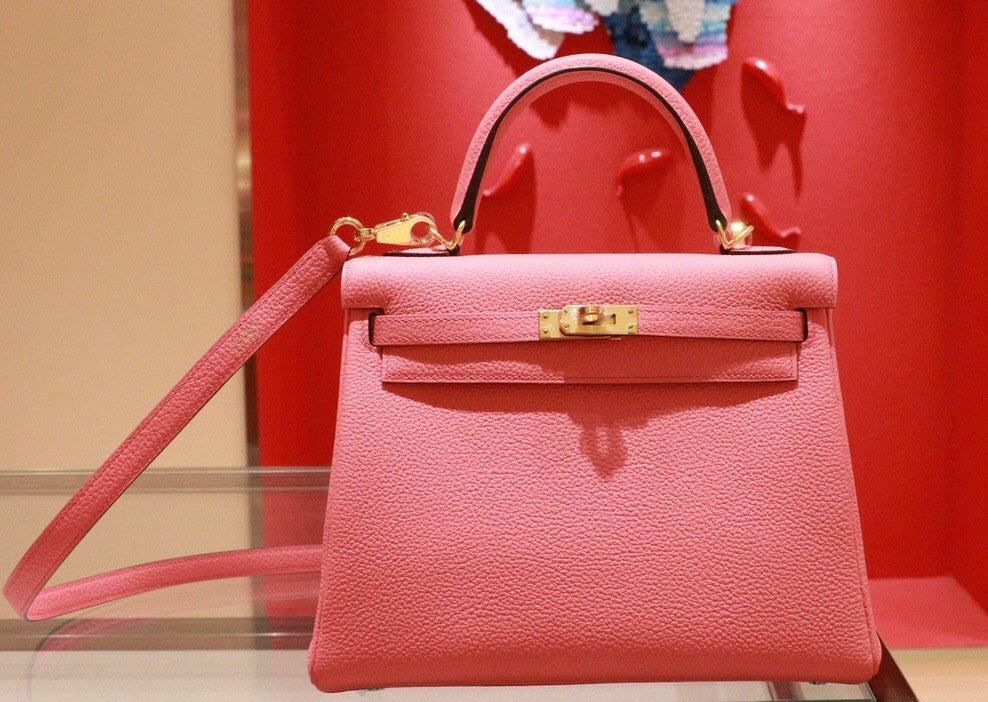 Hermes 8W ROSE AZALEE  Kelly 25 cm Epsom Gold Hardware