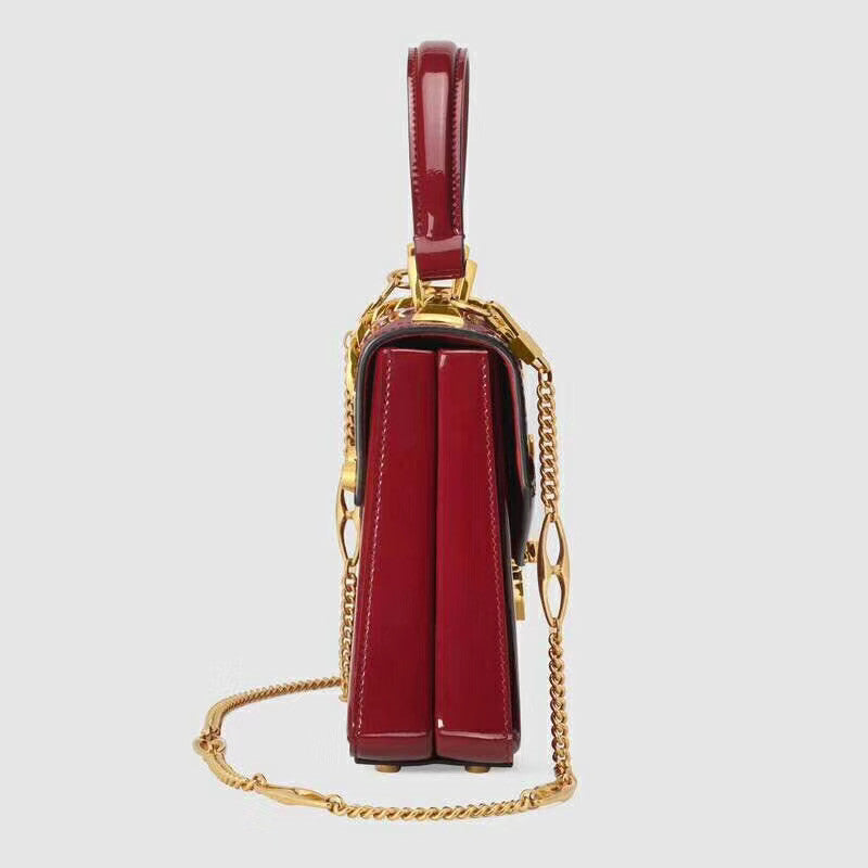 Gucci Sylvie 1969 patent leather mini top handle bag Red