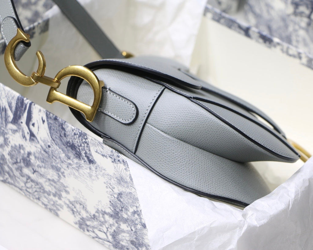 Christian Dior GRAY STONE SADDLE MATTE CALFSKIN BAG