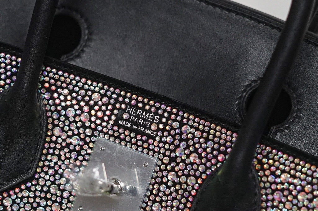 Hermes Black Birkin 30 Swift Leather with Swarovski crystal(Carried by Paris Hilton)