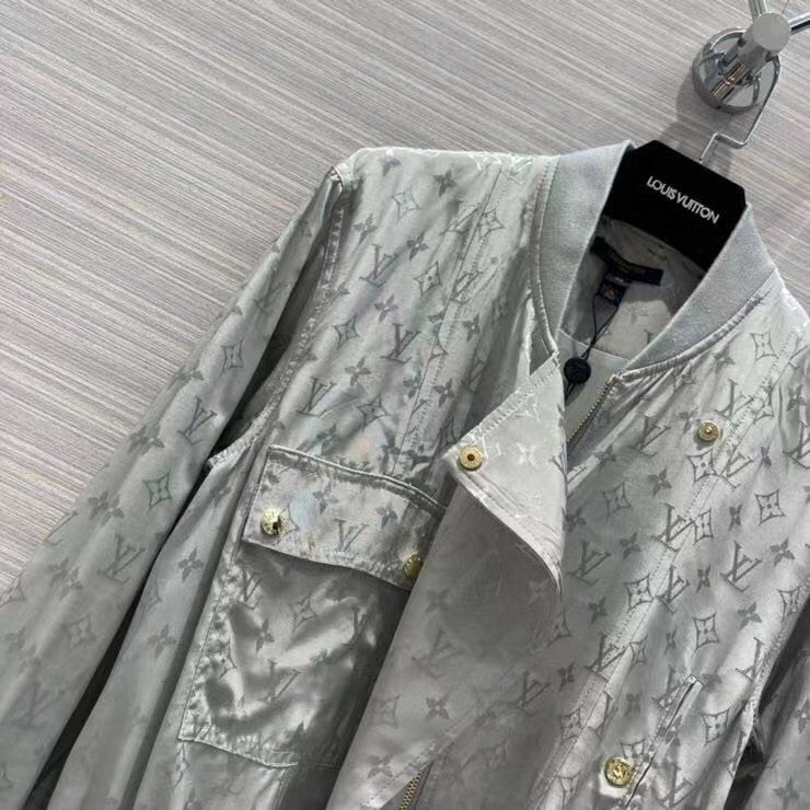 Louis Vuitton 1A91EC  WASHED SILK MONOGRAM LONG-SLEEVED DRESS