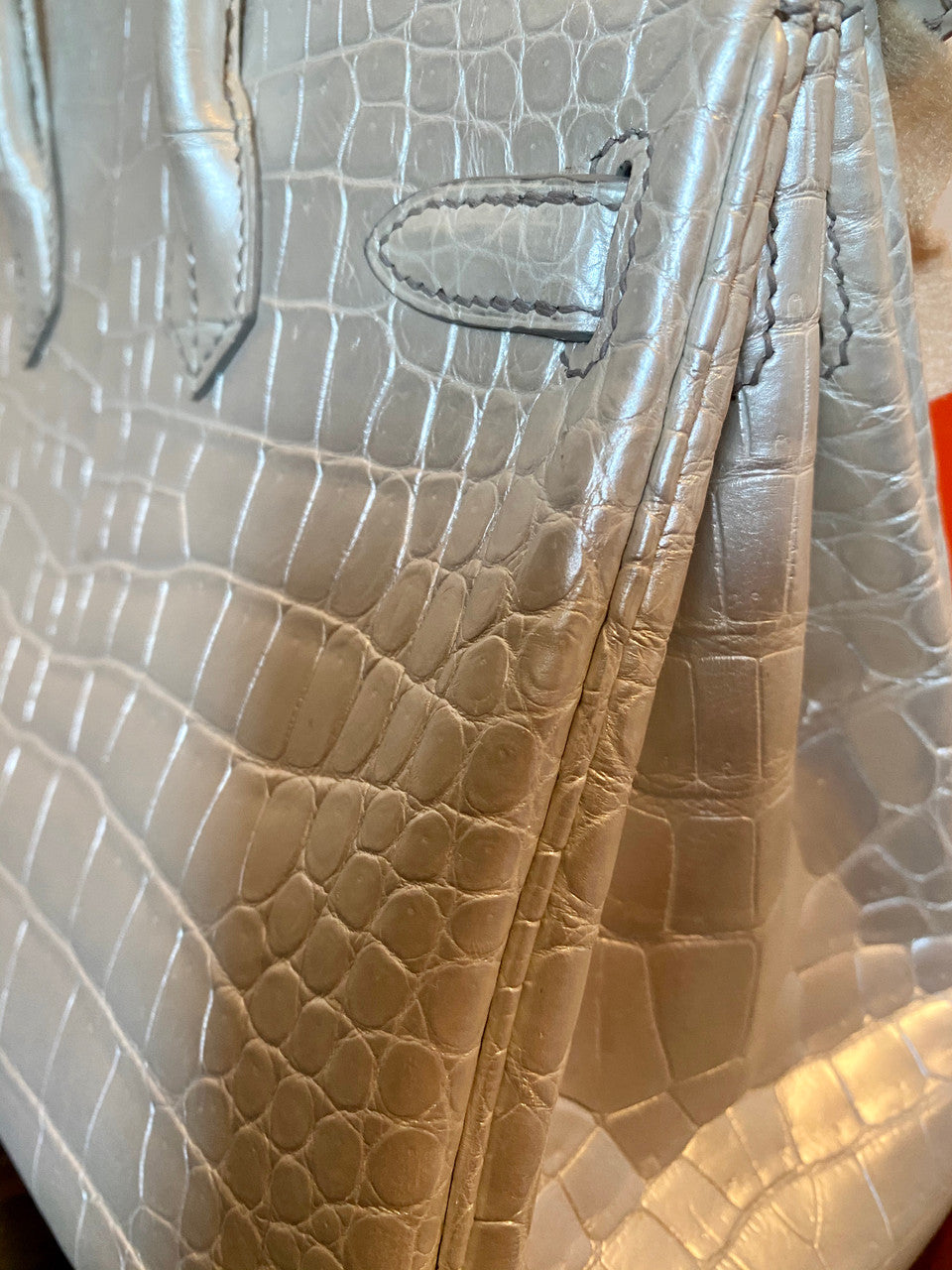 Hermes Rare Silver Birkin Bag 25cm Niloticus Crocodile Palladium Hardware