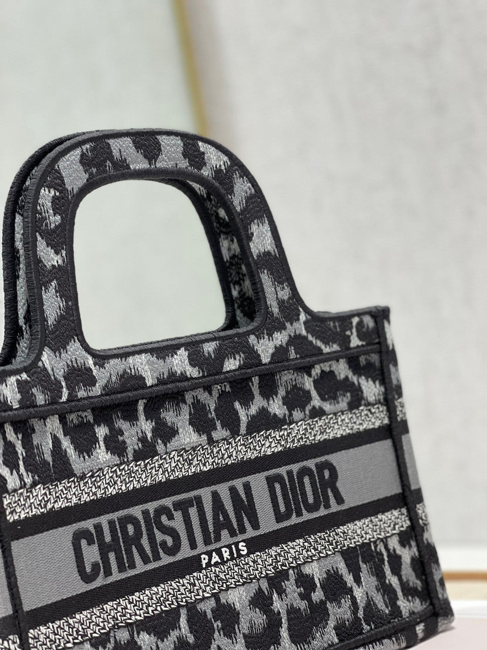 Christian Dior MINI DIOR BOOK TOTE Beige Multicolor Mizza Embroidery