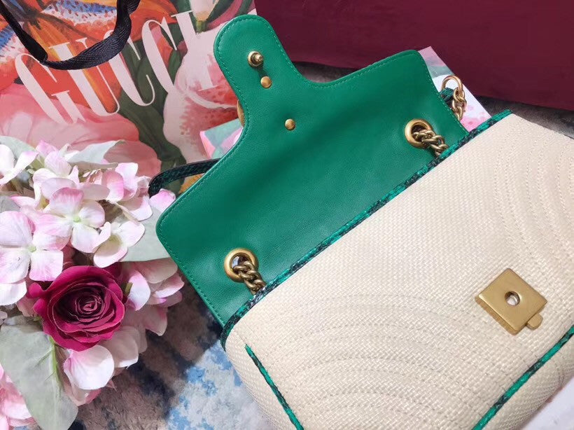 Gucci Online Exclusive GG Marmont raffia small shoulder bag