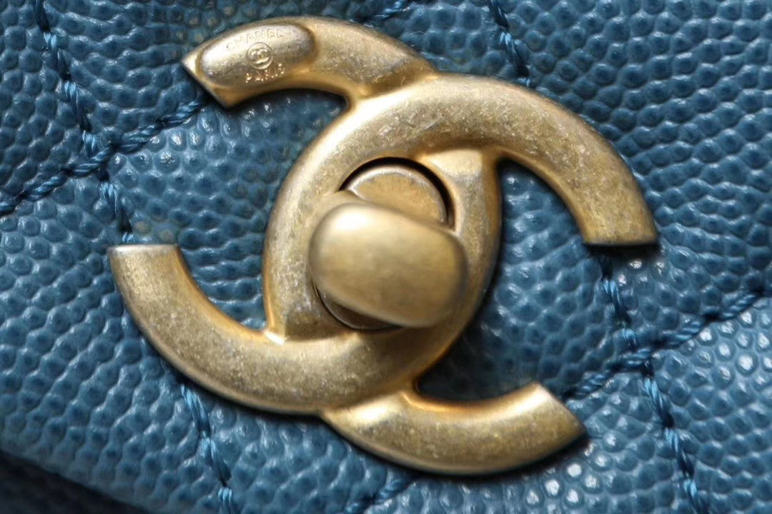 Chanel Mini Coco Handle Bag with Calfskin Handle Blue