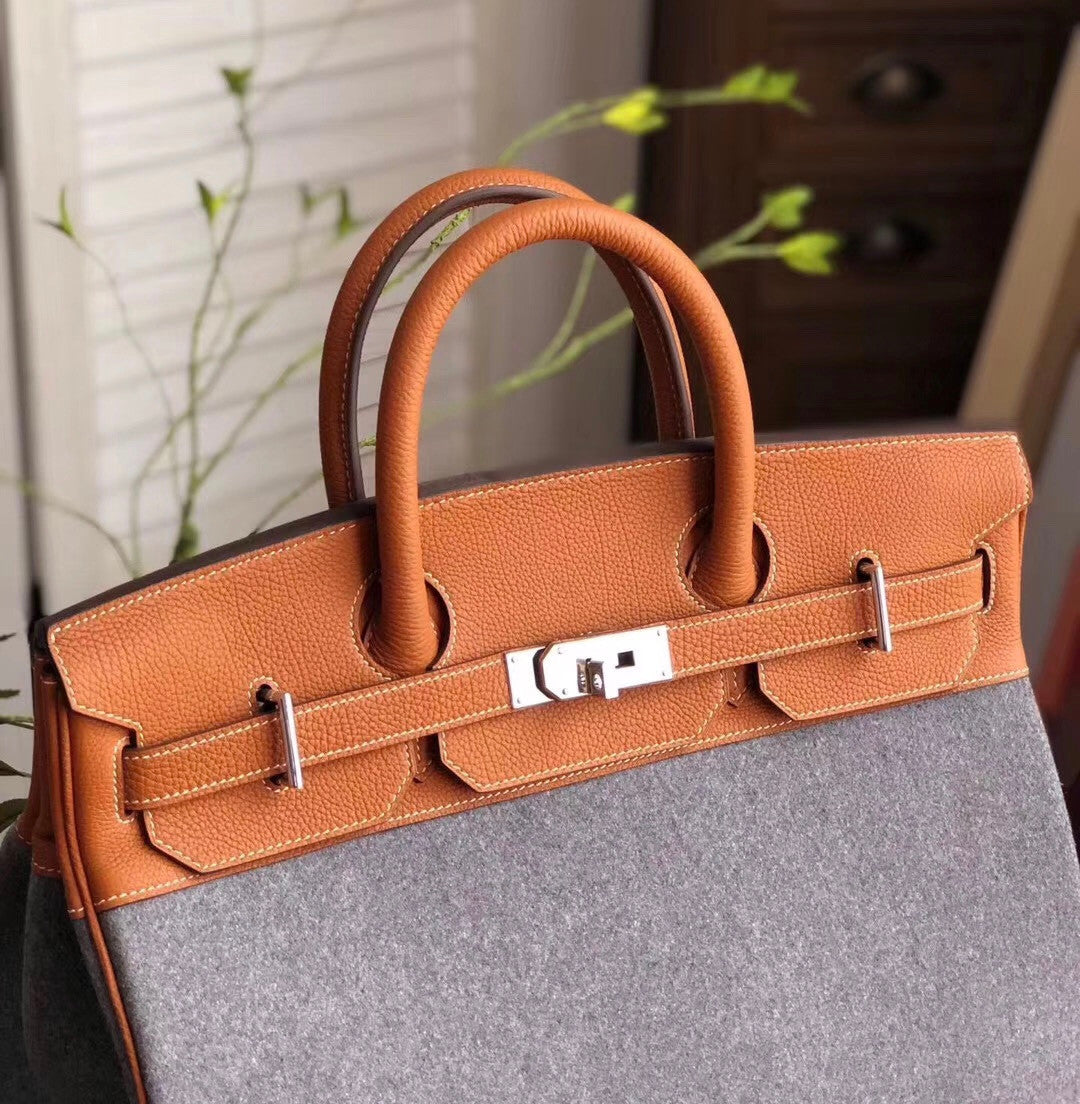 Hermes Birkin 40 Bag HAC Gris Moyen Grey Todoo Feutre Gold Togo Palladium