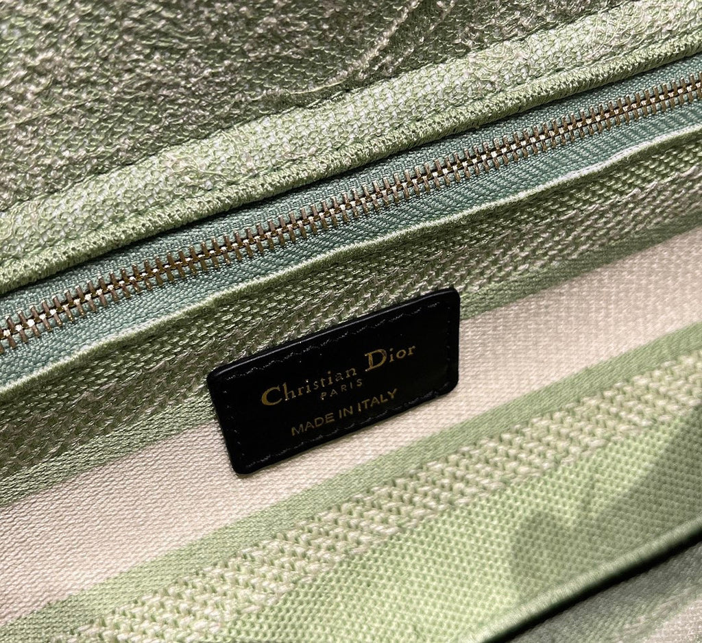 Christian Dior MEDIUM LADY D-LITE BAG Lime Toile de Jouy Reverse Embroidery