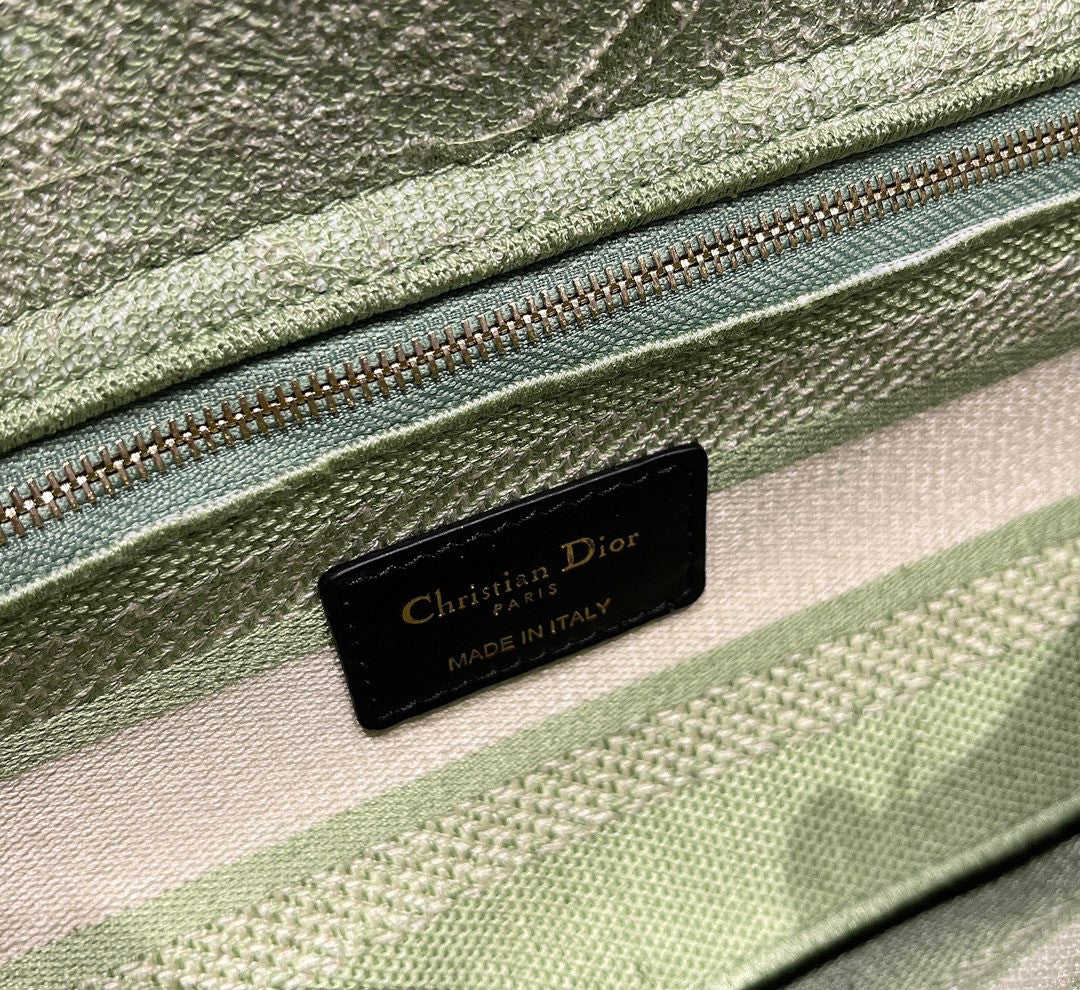 Christian Dior MEDIUM LADY D-LITE BAG Lime Toile de Jouy Reverse Embroidery