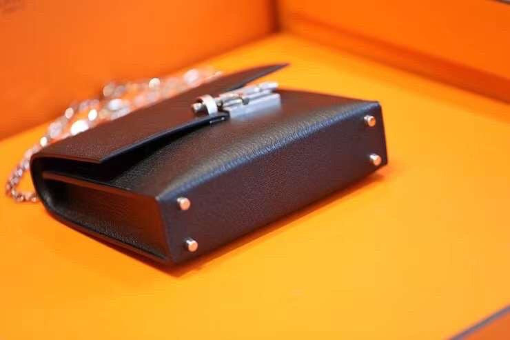 Hermes Verrou Chaine mini bag 17cm Black Chevre Mysore