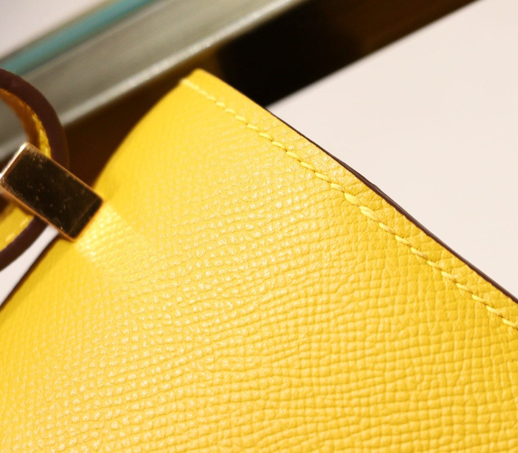 Hermes 9D Jaune Ambre Gold  Constance 24 Epsom bag with Gold Hardwares
