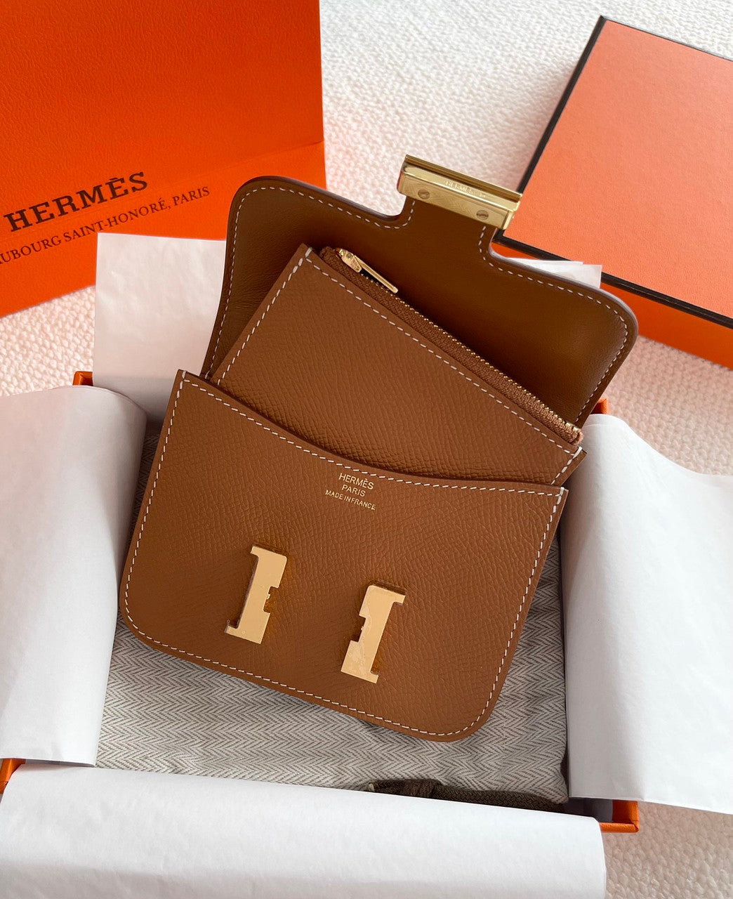Hermès Constance Slim wallet Gold Epsom leather with gold hardware