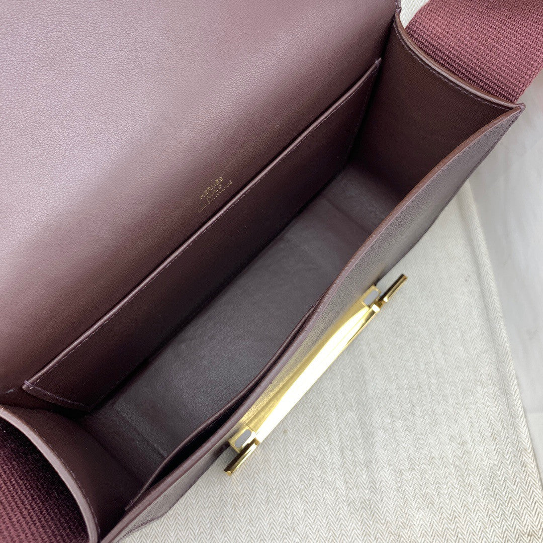 Hermès Geta Rouge Sellier  Chevre Gold Hardware