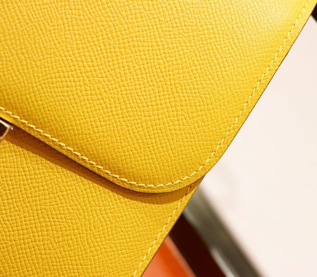 Hermes 9D Jaune Ambre Gold  Constance 24 Epsom bag with Gold Hardwares