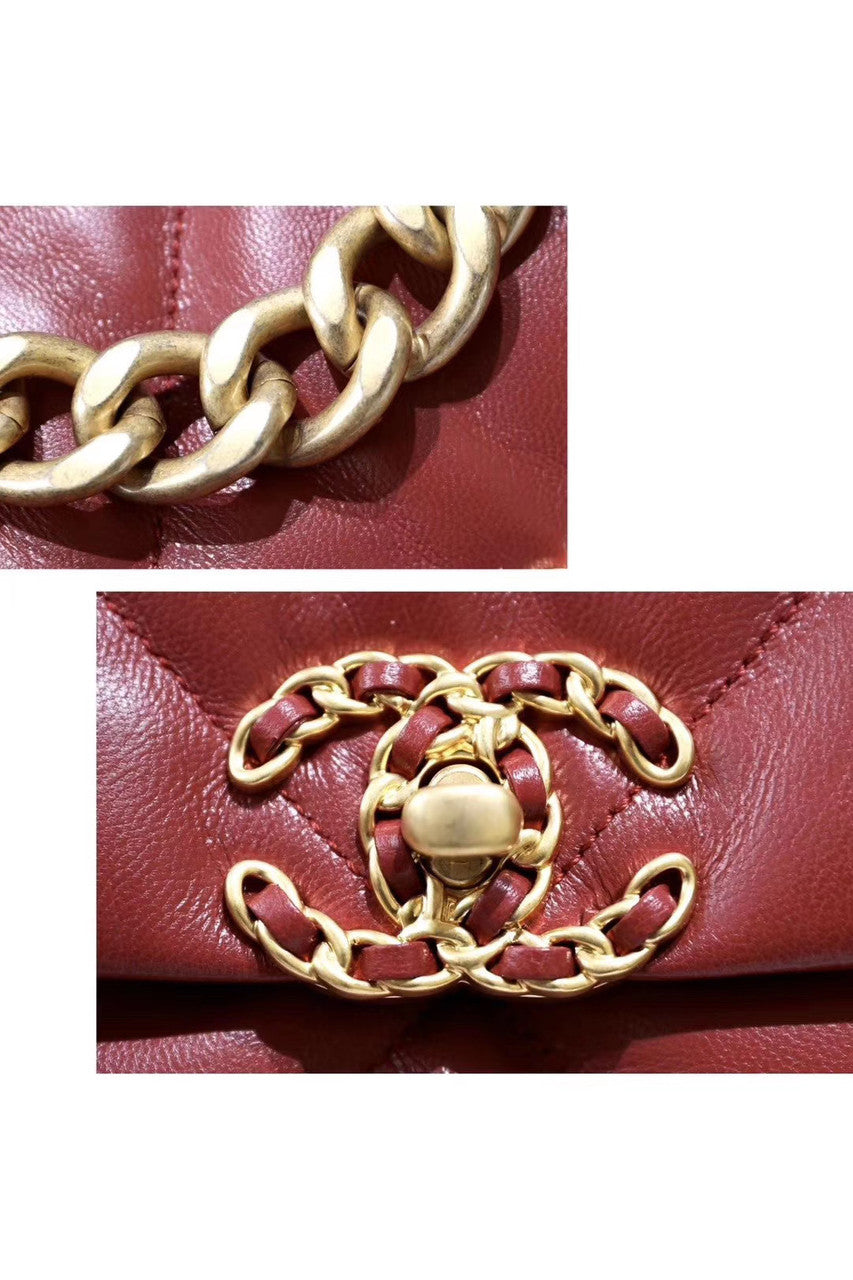 CHANEL 19 Large Flap Bag Dark Pink