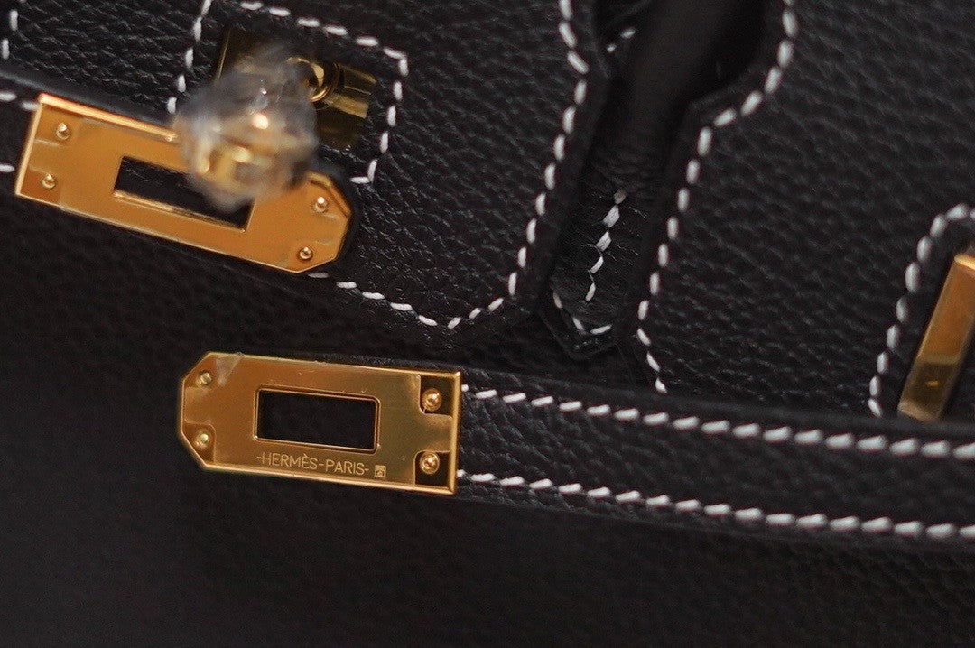 HERMES LIMITED EDITION BIRKIN 25 MISS YOU SELLIER UN POINT SUR DEUX NOIR BLACK MONSIEUR GOLD HARDWARE