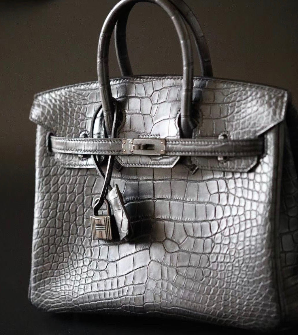 HERMES SO-BLACK BIRKIN 30 Matt alligator crocodile skin, Black hardware