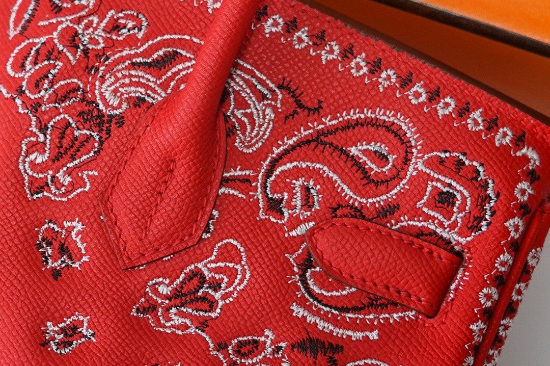 Hermes x Jay Ahr Special Edition custom-embroidering  Red Birkin Bag 30cm Epsom Leather Gold Hardware [Carry by Kylie Jenner, Cardi B]
