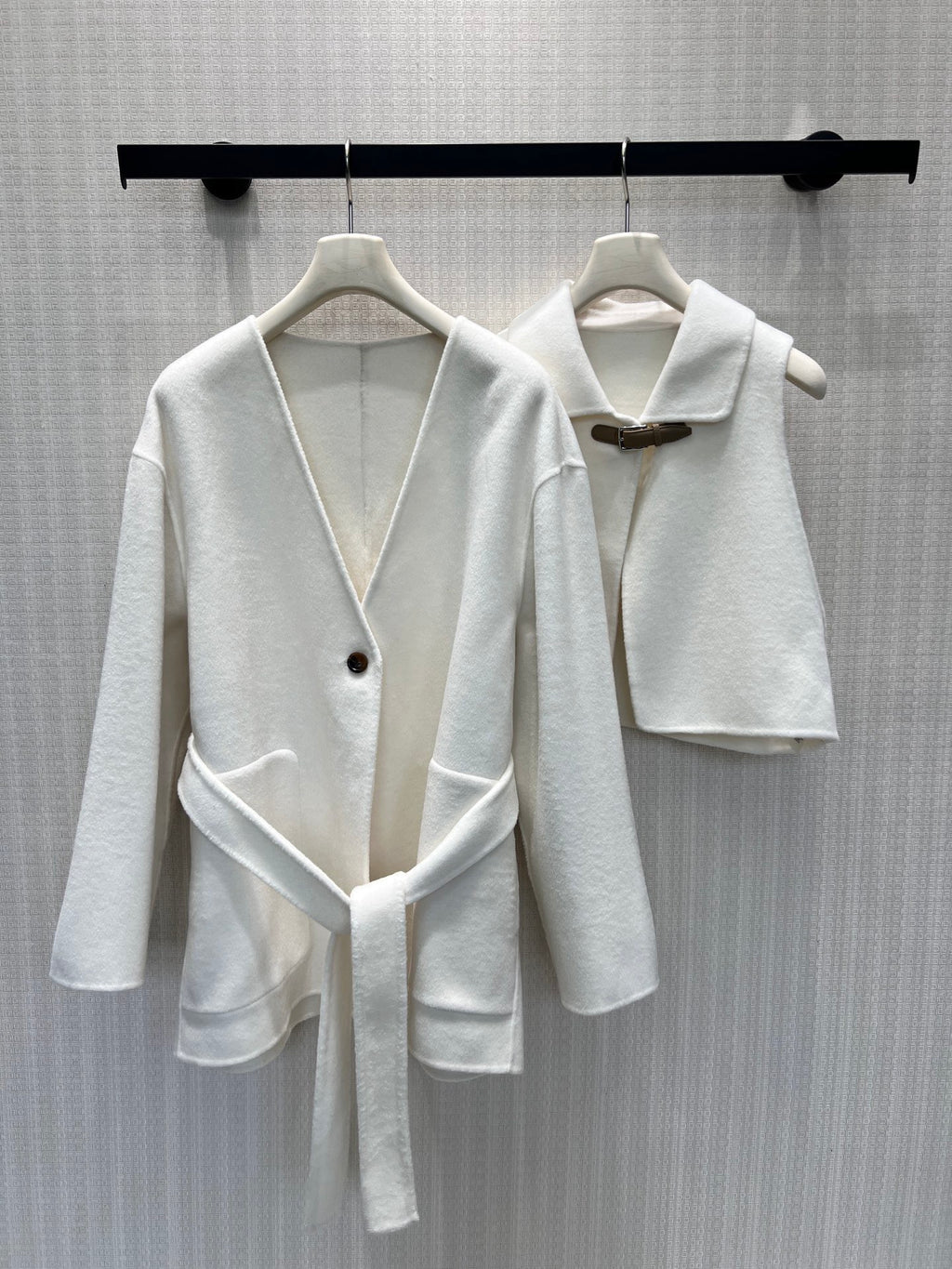 Hermès White Cashmere Wrap Coat Hermès