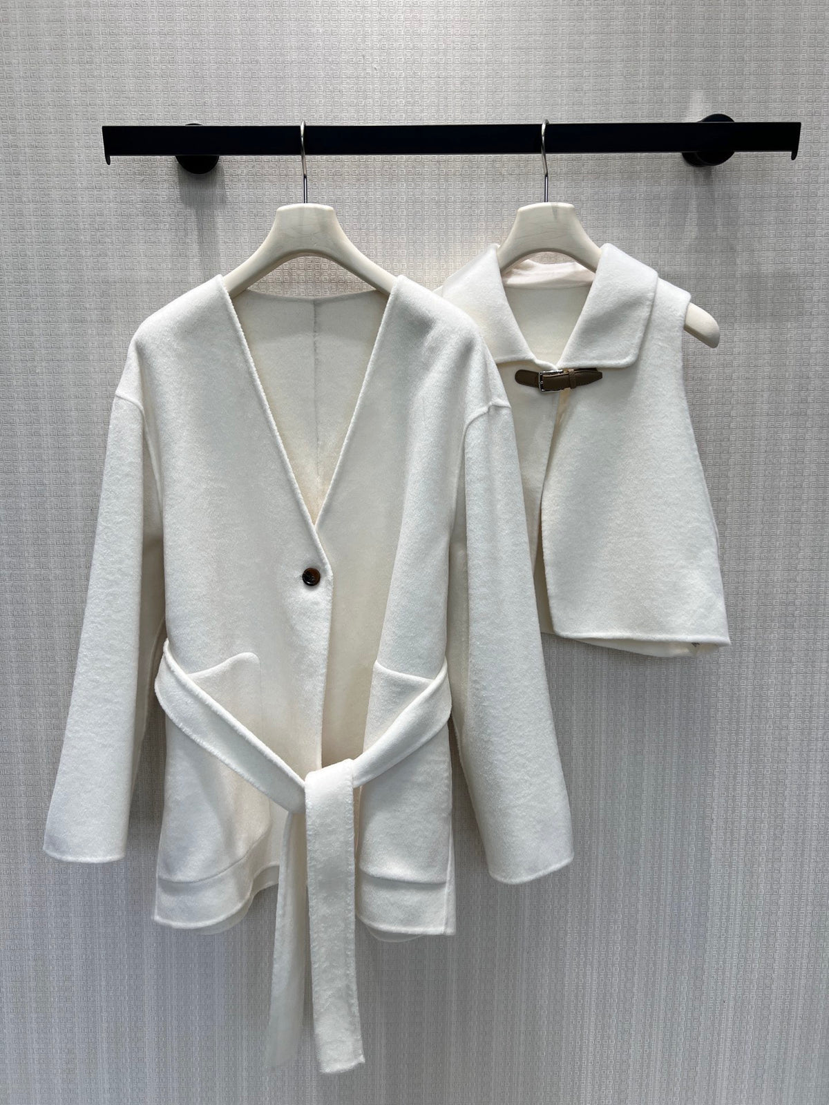 Hermès White Cashmere Wrap Coat Hermès