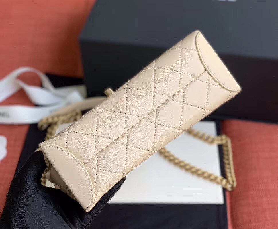Chanel Flap Bag With Top Handle Cream AS1174