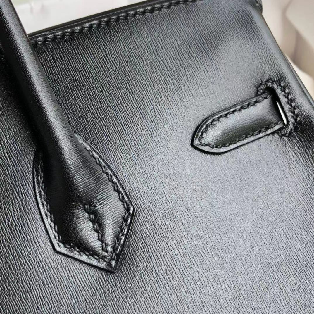 Hermes Black RETOURNE Birkin 30 Box Calf Palladium Hardware