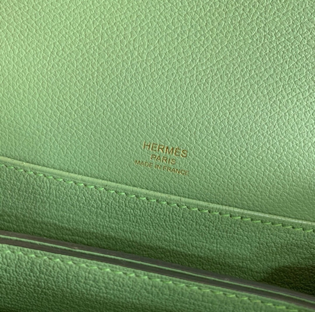 Hermes 3I Vert Criquet Evercolor Calfskin Mini Roulis Bag Gold Hardware