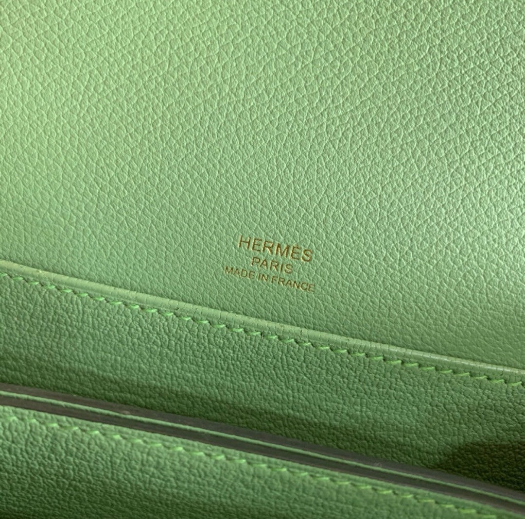 Hermes 3I Vert Criquet Evercolor Calfskin Mini Roulis Bag Gold Hardware