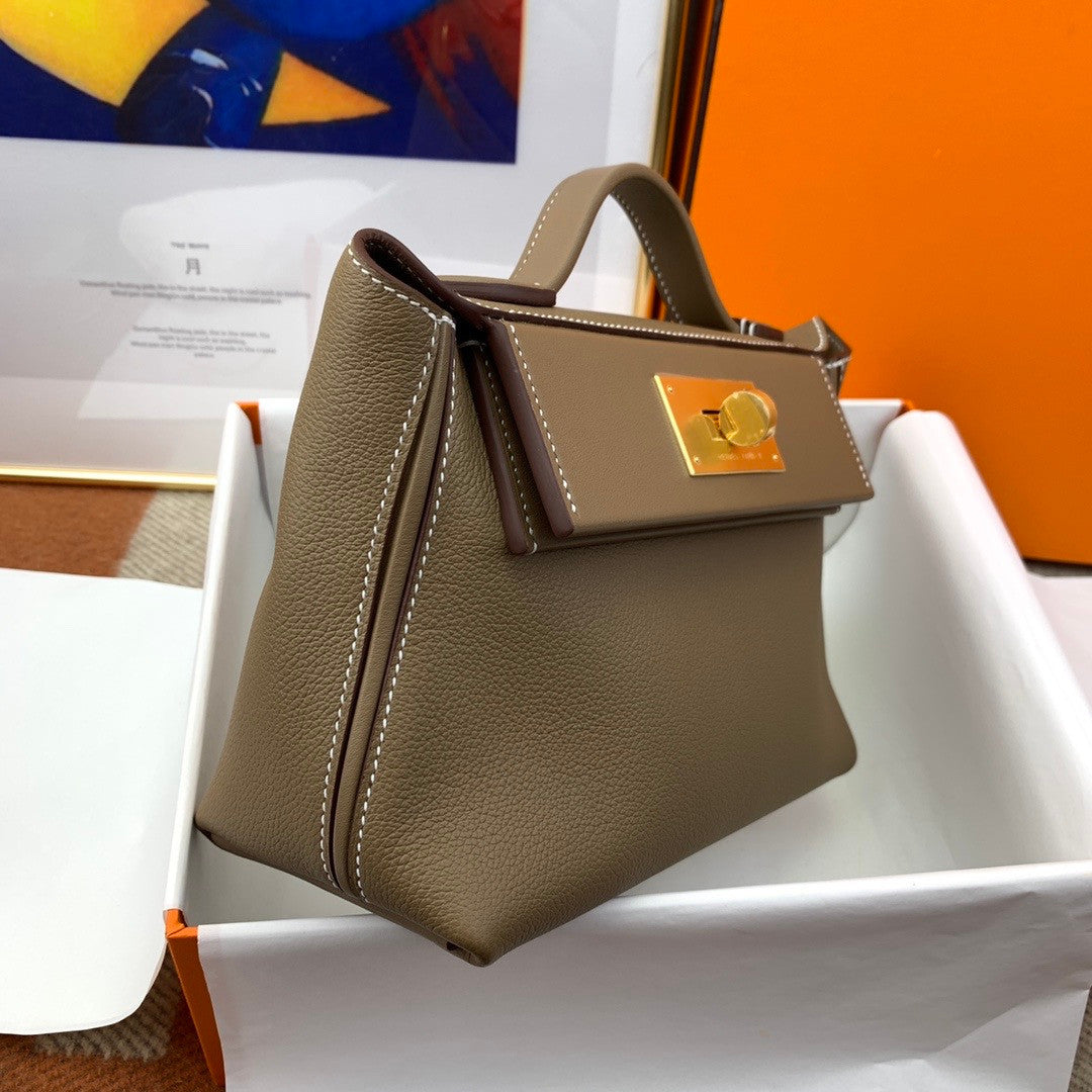 Hermès Mini 24/24 – 21 Bag Etoupe Evercolor/Swift leather