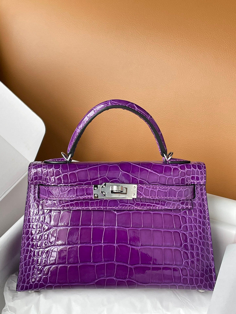 Hermes 9W Ultraviolet   Mini Kelly II 20 Alligator Palladium Hardware