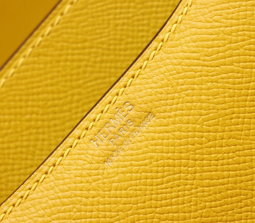 Hermes 9D Jaune Ambre Gold  Constance 24 Epsom bag with Gold Hardwares