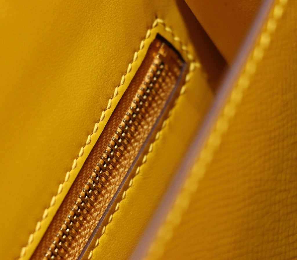 Hermes 9D Jaune Ambre Gold  Constance 24 Epsom bag with Gold Hardwares