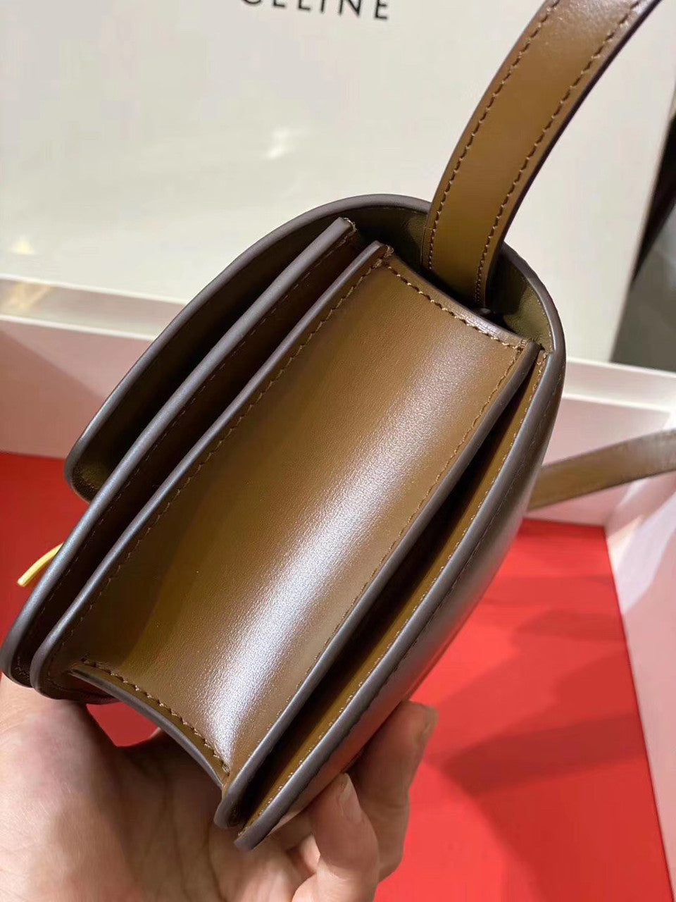 Celine SMALL CLASSIC BAG IN BOX CALFSKIN CAMEL