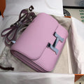 Hermes X9 Mauve Sylvestre  Constance 24 Epsom bag with Palladium Hardwares