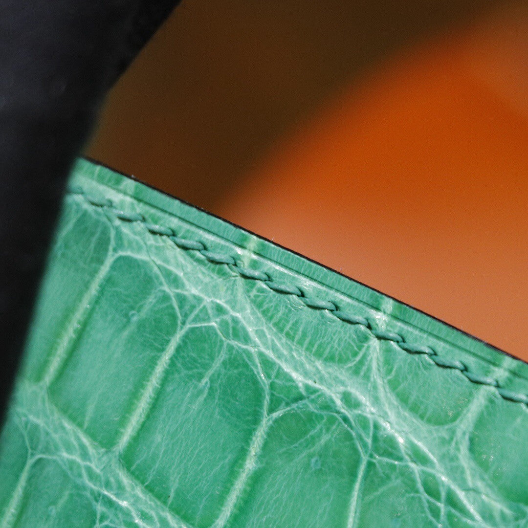 Hermes Bamboo Crocodile Shiny Leather  Constance 23 Bag with 18-karat white gold and diamond