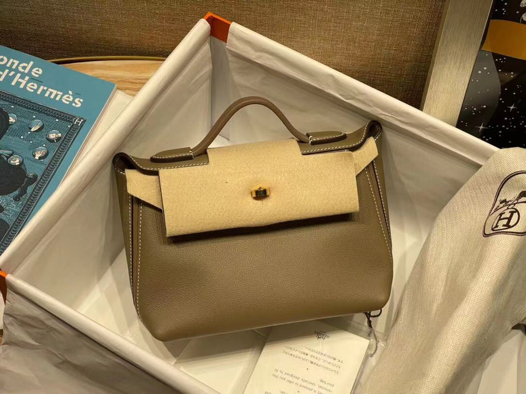Hermès Mini 24/24 – 21 Bag Etoupe  Evercolor/Swift leather Palladium hardware