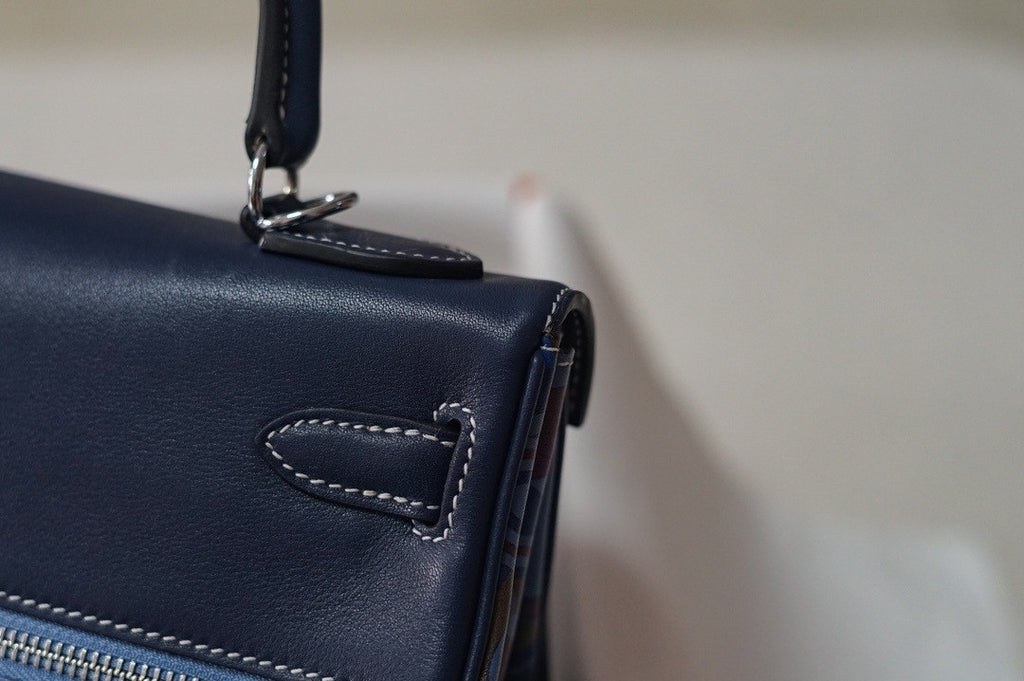 Hermès Kelly Lakis 32 Blue Swift  Palladium Hardware