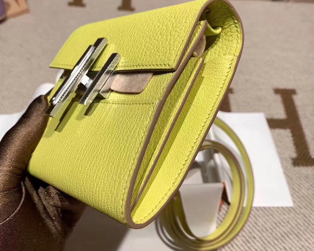 Hermes Cinhetic mini wallet 9R Lime