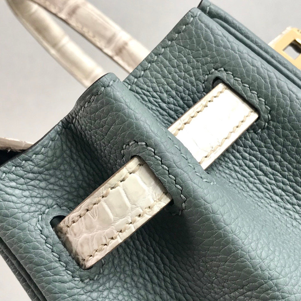 Hermès Himalaya Crocodile/Vert Amande Togo Birkin Touch 25cm Gold Hardware