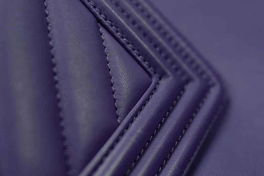 Chanel Purple Medium Chevron Boy Bag