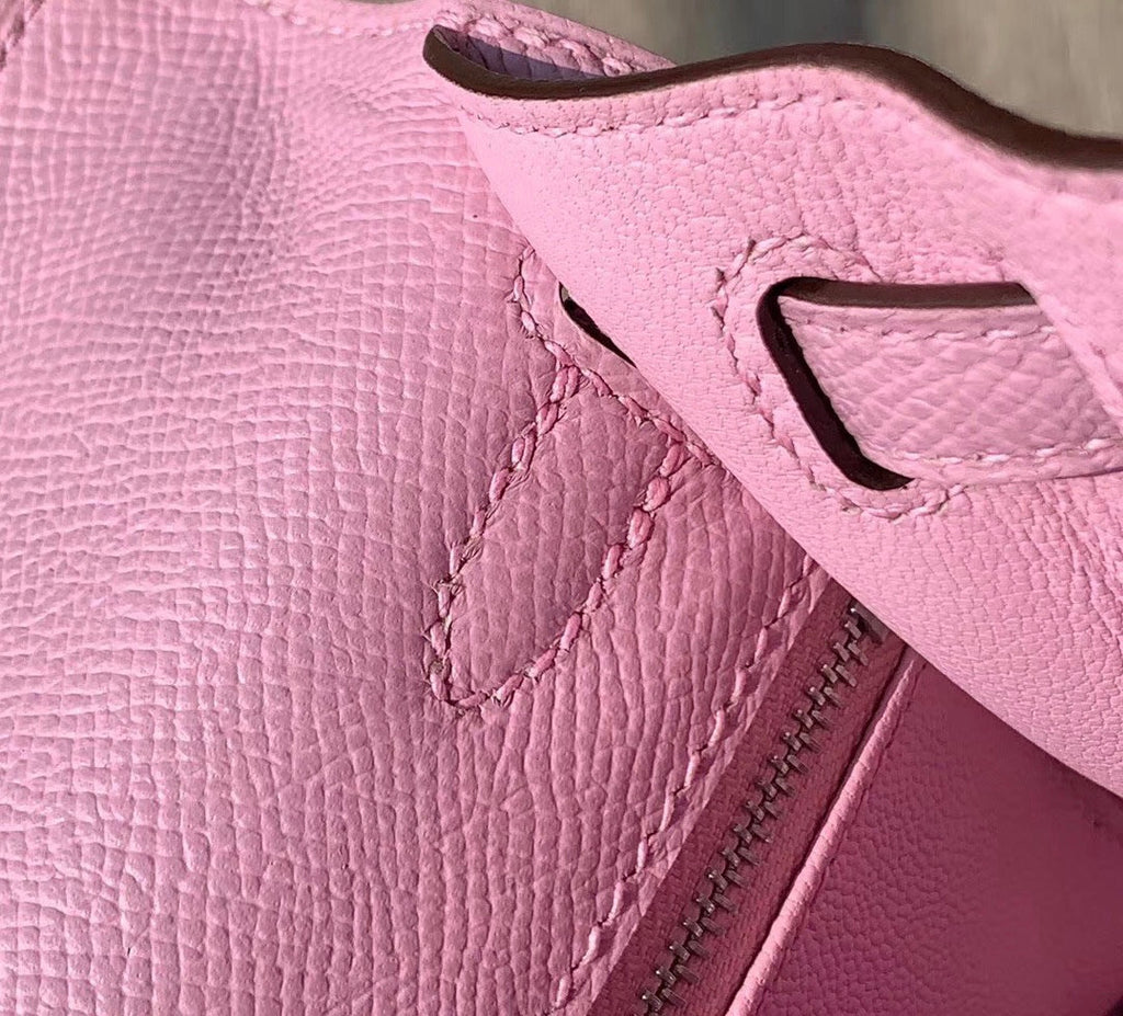 Hermes Mauve Sylvestre Kelly 25 cm Epsom Palladium Hardware