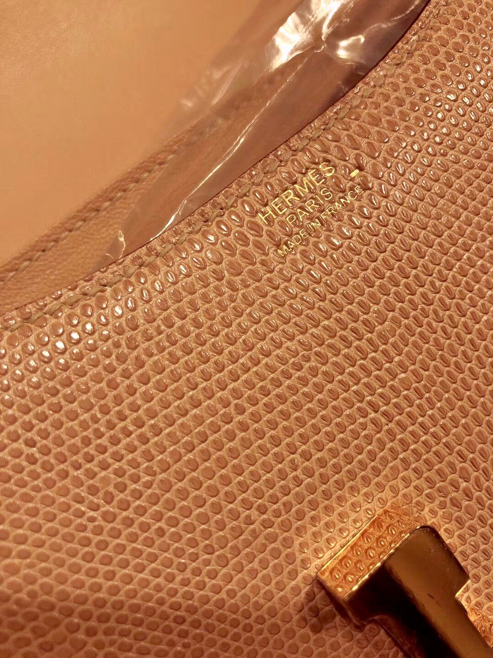 Hermes Apricot  Constance 18 mini  Lizard bag