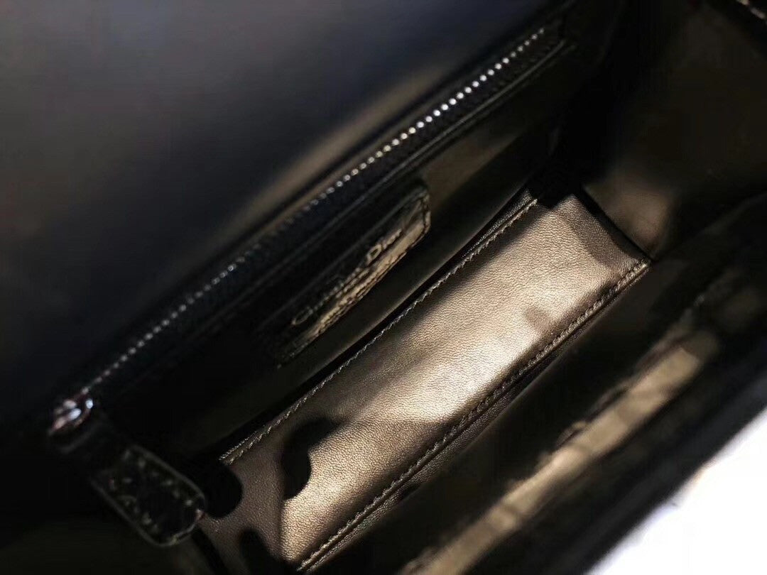 Christian Dior Black  Alligator Mini Lady Dior Tote with gemstone hardware