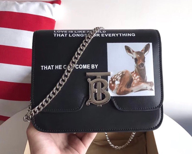 Burberry Small Montage Print Leather TB Bag (Bambi Bag)