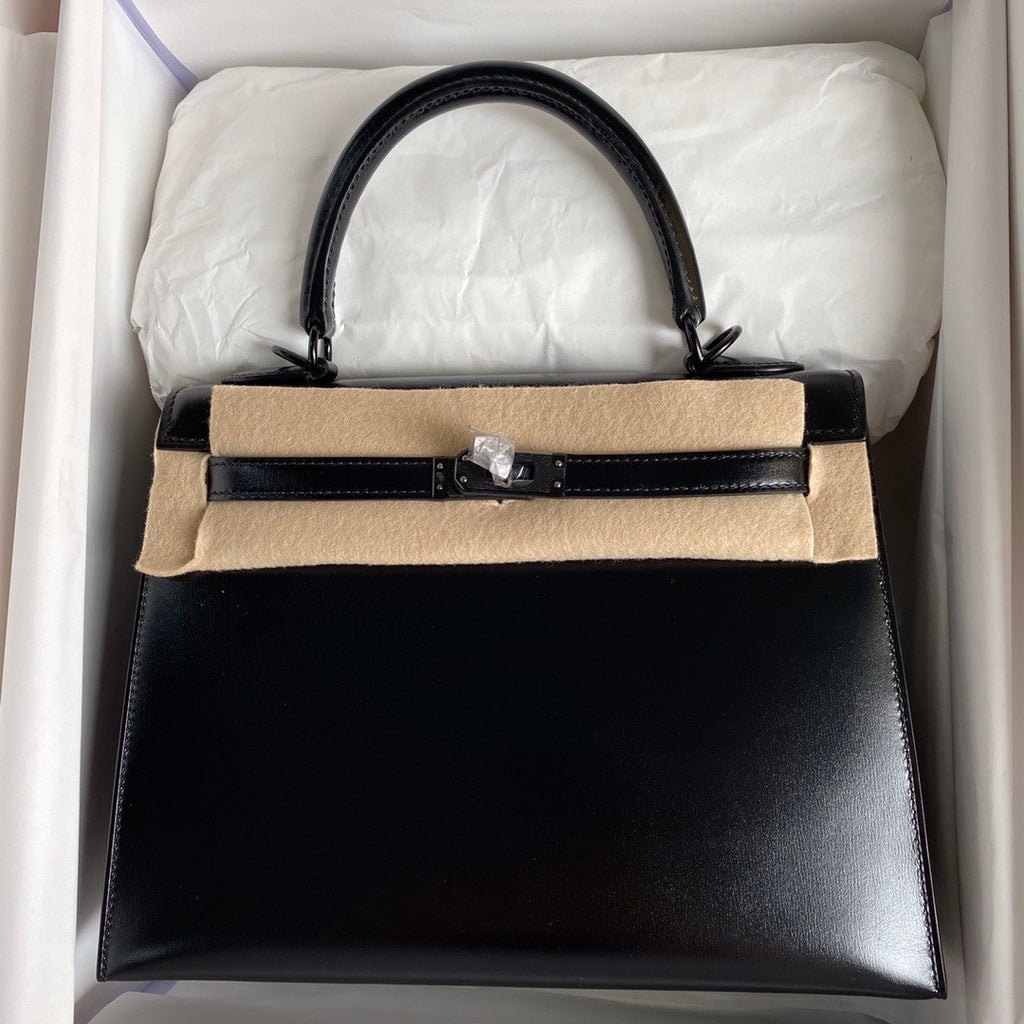 Hermès So Black Kelly 25 Box Leather Palladium Hardware