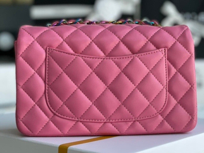 Chanel Rainbow Metal mini flap bag Pink