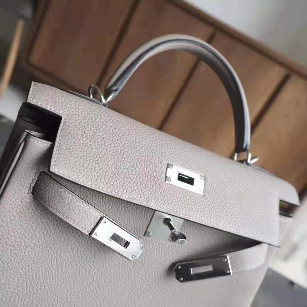 Hermès Gris Agate  Kelly 32 Togo Palladium Hardware