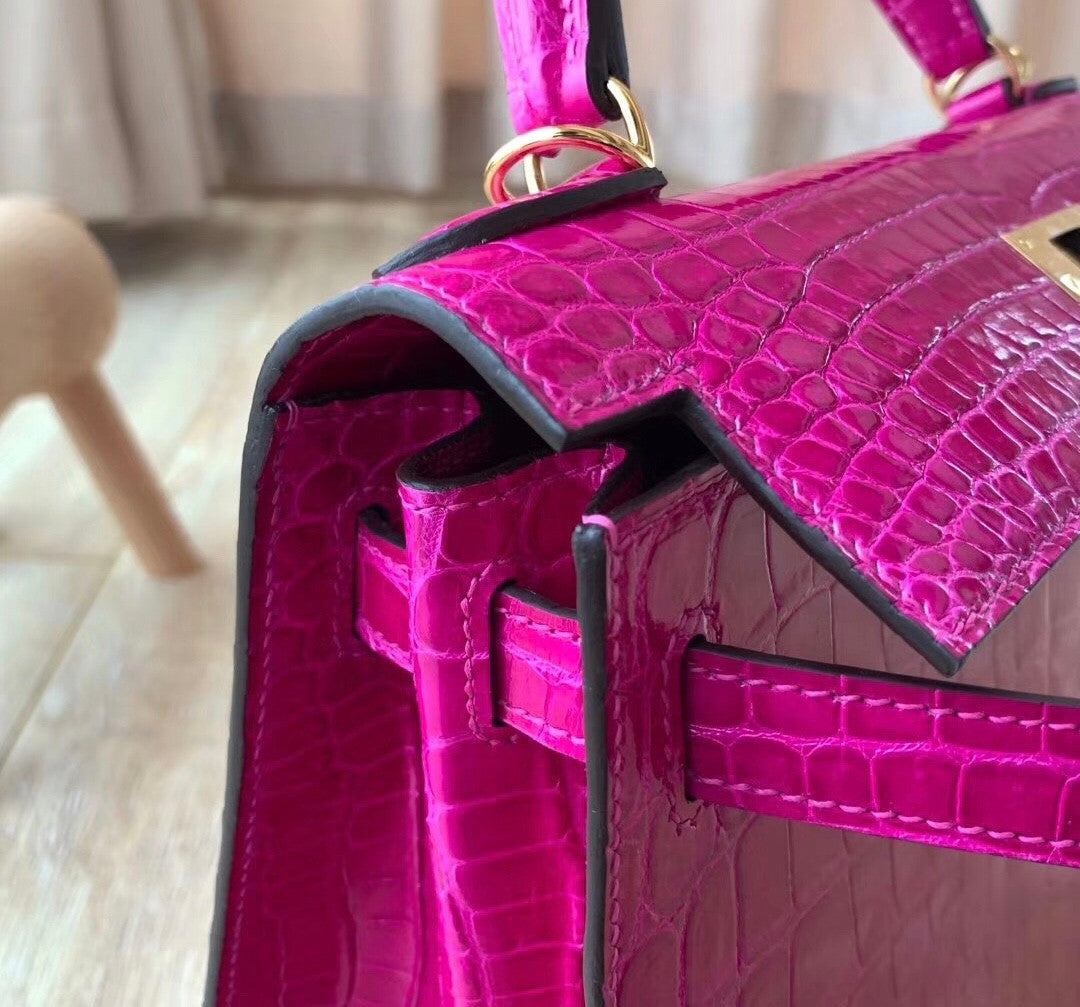 Hermes J5 Rose Scheherazade Kelly 28 Crocodile Niloticus 28